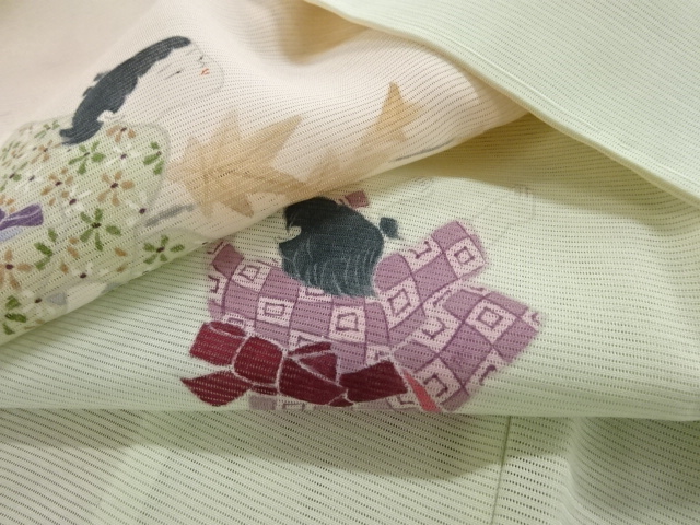  未使用品　駒絽手描き紅葉に童子模様訪問着